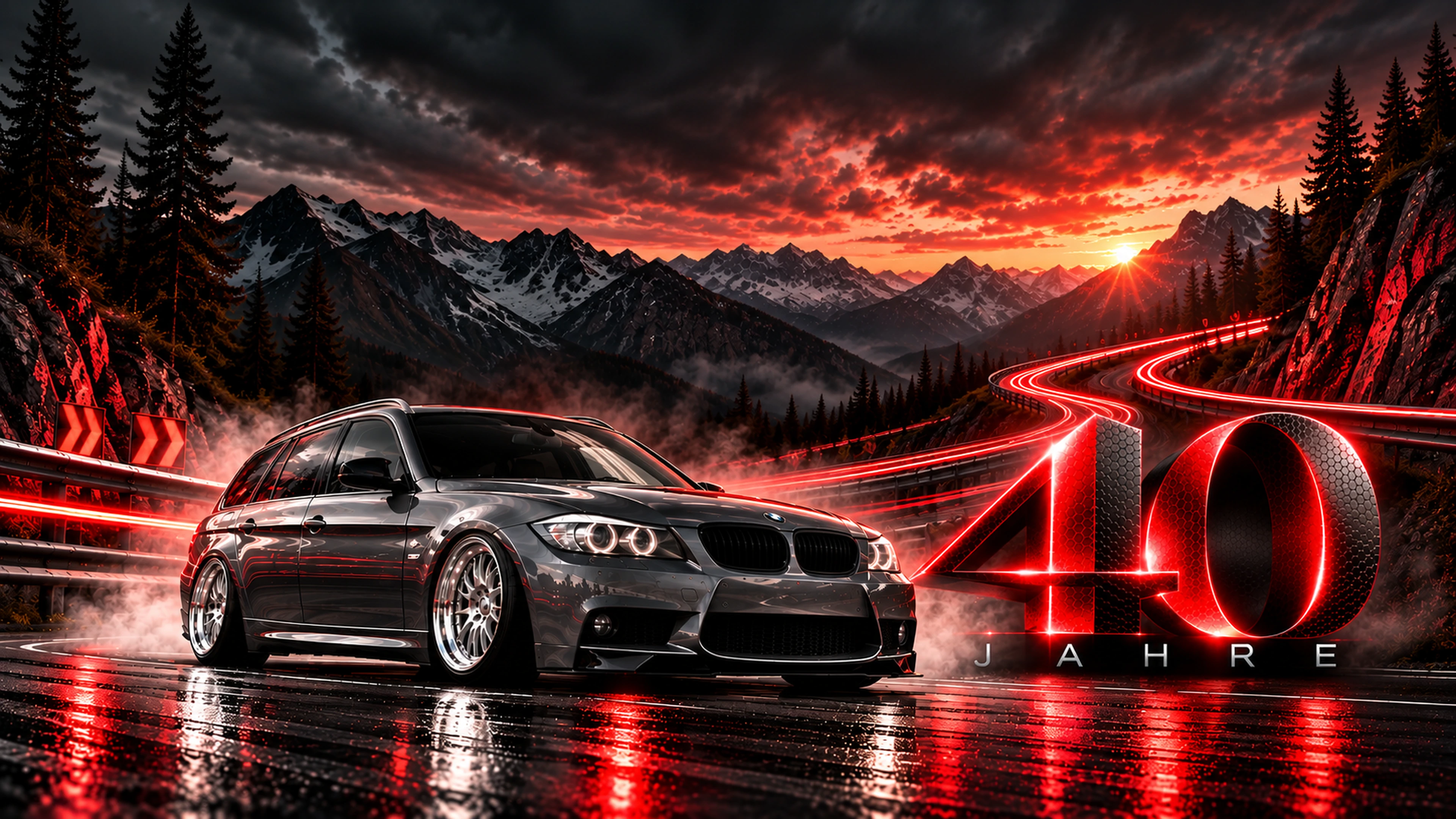 Einkaufsweld Bild, BMW mit 40 Jahre Schrift